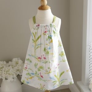 Girls White Flamingo Print Sundress Cotton Boutique Bailey Boys Size 6